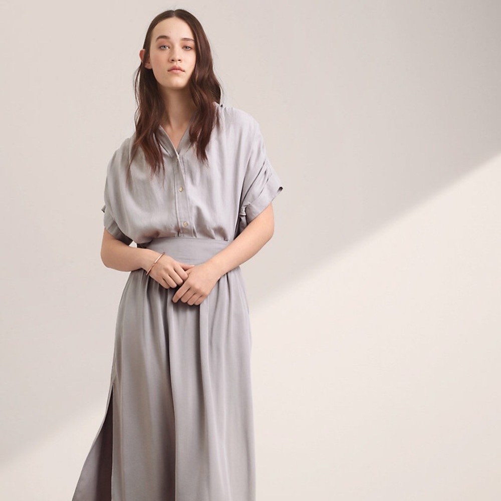 Aritzia Wilfred Bertillon Blouse “Ashen” Poet Button Up Drapey XXS - Picture 3 of 8